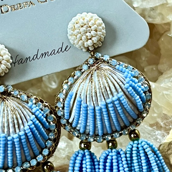 🌺🎉HP🎉🌺 NWT Deepa Gurnani Luxe Beaded Crystal Seashell Chandeliers - Picture 11 of 15